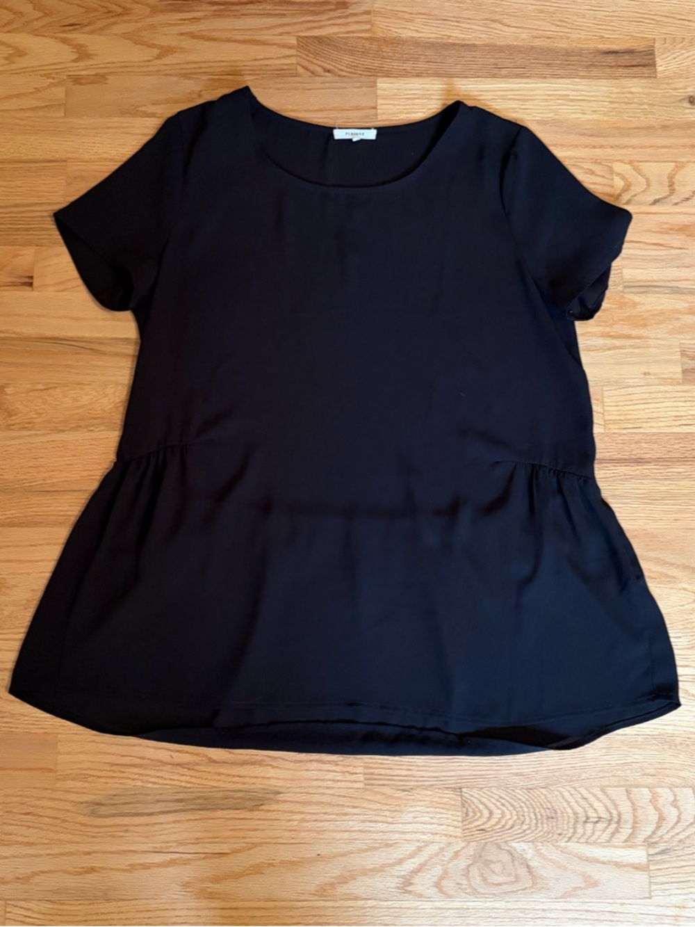 Women's Black Short-Sleeve Peplum Top